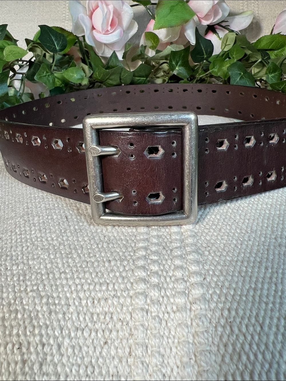 Brown Leather Double-Prong Belt